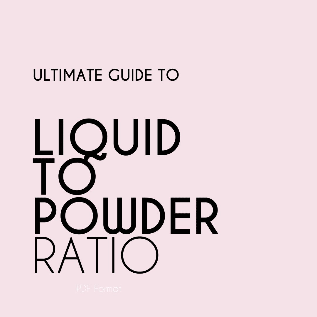 Guide: Liquid to powder ratio.